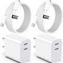 2Pack for iPhone 17 Charger Block,for Apple 20W Fast Charging Wall Cube,6FT 3A USB C Cable,Dual Port Power Delivery Adapter,USB C Brick for iPhone 17/Air/16/E/15 Plus Pro Max,for iPad Pro/Air/Mini