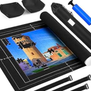 Jigsaw Puzzle Mat Roll Up Fits 2000 1500 1000 Pieces Puzzles, Large Pad Portable Table Non-Slip Board Saver Mats with 2 Sorting Trays, Inflatable Tube, Straps, Keeper Storage Bag, Adults Gifts (Green Felt)