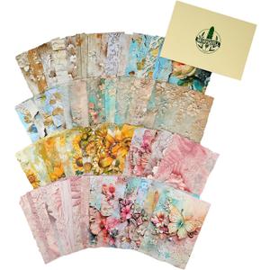 2 x Scrapbook Paper Set 60 Vintage Sheets with Mixed Paper Textures, Featuring Embossed Kraft and Lightweight Floral Designs for Journaling and DIY Crafts