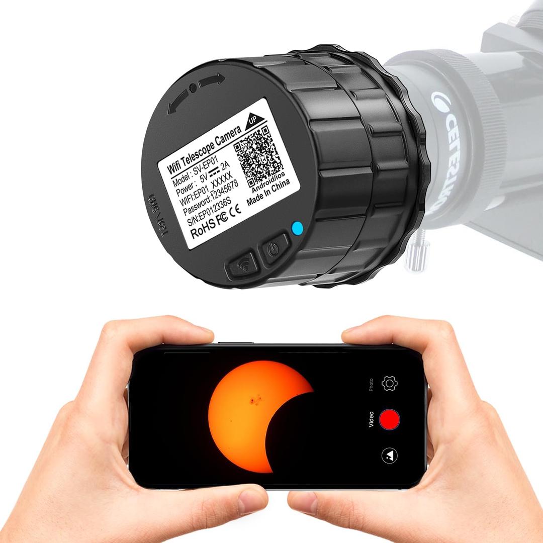 WiFi Electronic Eyepiece,Telescope and Microscope Accessories,Telescope Image HD Amplifier,2K Video Recording,Camera Recording Via App,Built-in WiFi,25mm-50mm Eyepiece (32GB)
