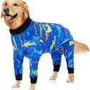 Dog Onesie After Surgery Recovery Suit Shed Defender Dog Suit for Small Miedium Large Female Male Neuter Dogs Shark Letter M