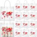 Shinylin 24 Pcs Red Graduation Plastic Gift Bags with Handles PVC Reusable Treat Bags Goody Candy Snack Treat Gift Tote Bag for Graduation Party Favor