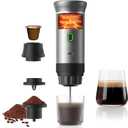 Zcyge Portable Coffee Maker Espresso Machine, Travel Espresso Maker, Cafetera Portatil Expreso with Small Tea Cup, Compatible with Ground Coffee & NS Capsule for RV,Car, Hiking, Camping Office