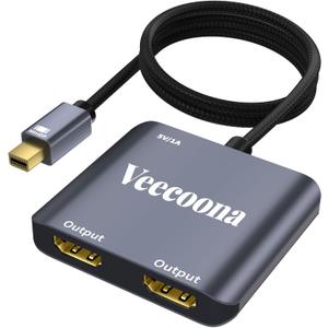 Mini DisplayPort to Dual HDMI Adapter | 4K60Hz, Thunderbolt 2 DP Male to HDMI Female Splitter Extended Display port splitter for Dual monitors, for MacBook Air/Pro, Mac mini, Surface Pro/Dock