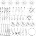 FEPITO 85 PCS Christmas Decoration Acrylic Snowflake Icicles Christmas Tree Icicle Snowflake with Crystal Line Ornaments Set for Christmas Party Decorations