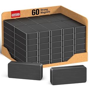 Grtard 60 Pack Heavy Duty Ceramic Magnets Strong, 1 7/8" x 7/8" x 3/8" Rectangular Ferrite Magnets, Grade 8, Black Ceramic Blocks Magnet for Crafts, DIY, Science, Fridge, Whiteboard, Hanging Tools