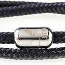 Wind Passion - Mens Bracelet, Durable Rope Wristband for Men, Versatile Pulseras Para Hombres - Waterproof, Magnetic Clasp, Ideal for Outdoor & Fashion (Small ( Wrist size: 5.31 - 5.71 inch ), Silver Magnet - Black Pearl)