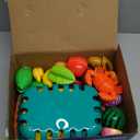 100 PCS Cutting Play Food Toy for Kids Kitchen, Pretend Food Toys for Toddlers, Play Kitchen Toys Accessories with 2 Baskets, Fake Food/Fruit/Vegetable, Birthday Gifts for 3 4 5 Years Old Boys Girls (Blue)