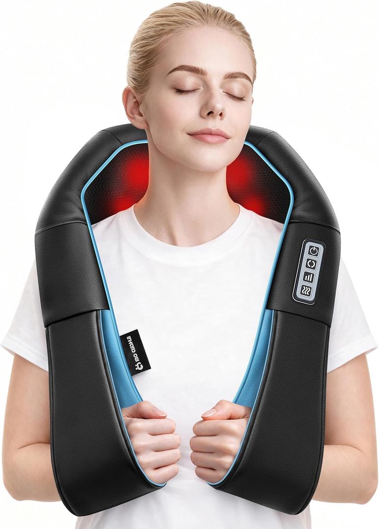 Mo Cuishle Shiatsu Neck and Shoulder Massager with Heat Deep Kneading Massage for Relaxation Ideal for Christmas, Mother's Day, Father's Day, Gifts for Men, Women, Mom and Dad