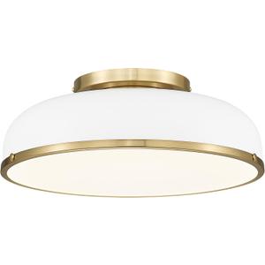kudos Ceiling Light, 16-inch LED Flush Mount Ceiling Light, White and Gold Finish, 30W/1900lm Light Fixtures Ceiling Mount for Bedroom,Hallway, 3000K/3700K/4500K/5100K/6000K Adjustbale, KDCL15-WT-L