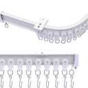 Ceiling Curtains Track System, Flexible & Bendable Curtain Tracks for Ceiling Mount, Heavy Duty Aluminum Sliding Room Divider Track Rail with Hooks for Living Room, RV, Office, White, 9ft