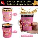 100 Count Casino Party Paper Cups for Las Vegas Themed Party Supplies 9 oz Lucky in Love Bachelorette Disposable Hot/cold Beverage Drinking Cups for Christmas Birthday Bachelorette Decoration