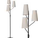 Farmhouse Floor Lamp for Living Room, 70" Tall 3-Light Tree Standing Lamp with Black Pole, Industrial Rustic Floor Lamps for Bedroom, Office and Reading Corner (Bulb Not Included)