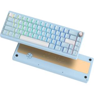 Womier SK65 Wireless Mechanical Gaming Keyboard with Knob, 60 Percent Creamy Aluminium Keyboard for PC, Bluetooth 5.0/2.4GHz/USB-C Wired, Hot Swappable Custom Lineaner Switch, RGB Backlit, Blue
