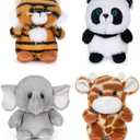 My OLi 5" Forest Animal Plush Set - Panda, Elephant, Giraffe & Tiger Bundle for Kids & Babies (Pack of 4)