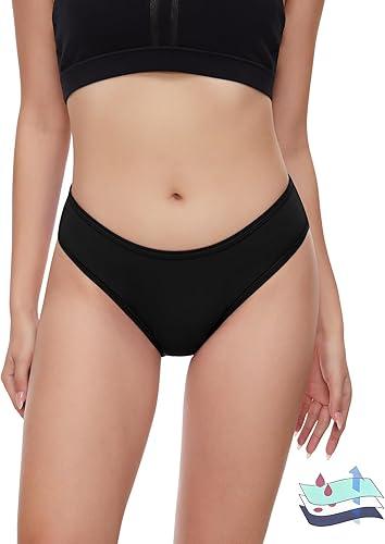 Molonka Period Swimwear Leakproof Swim Bikini Bottom Menstrual Swimsuit Waterproof UPF 50+ Bathing Suit for Teens Girl Women Black XX-Small