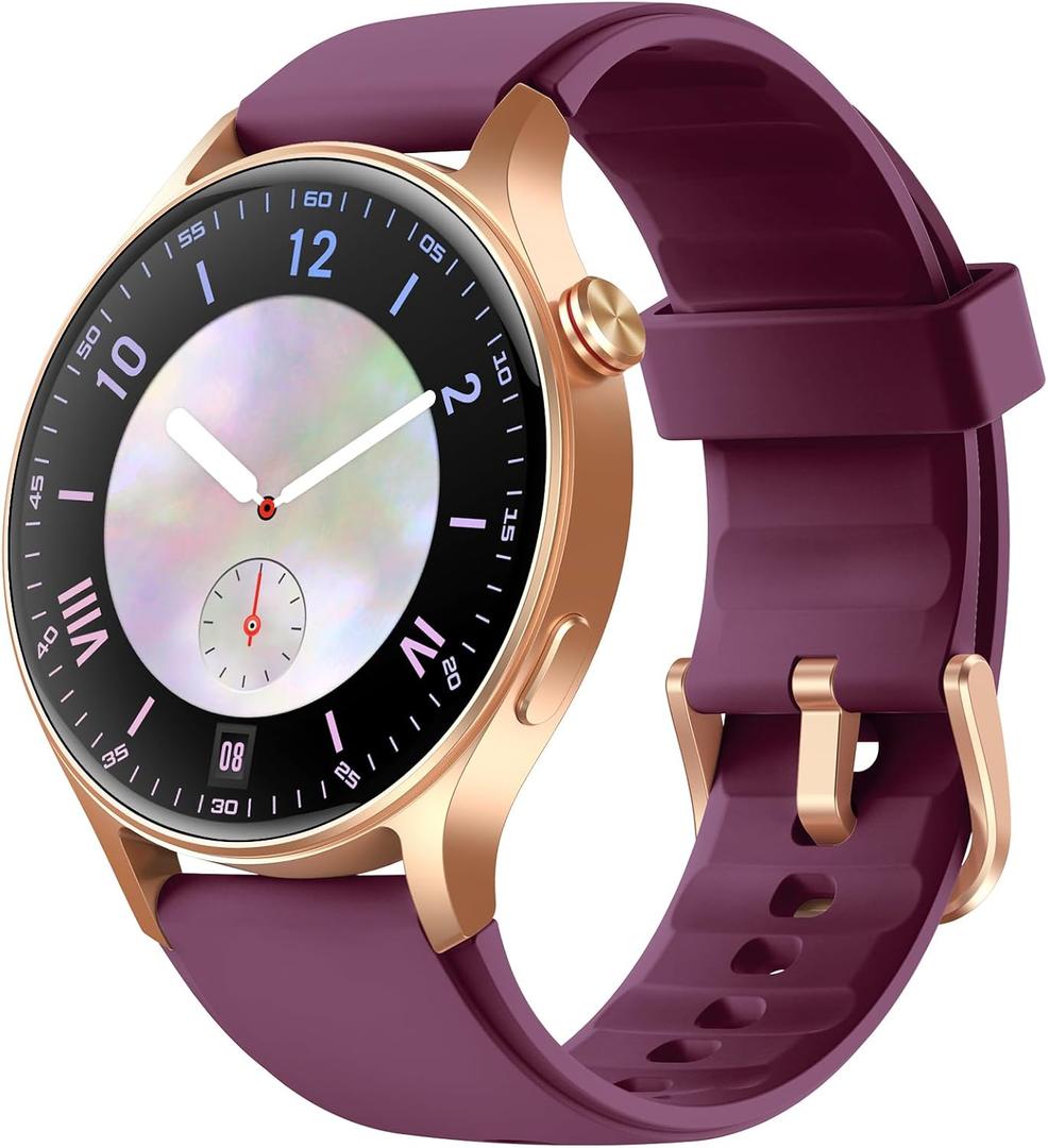 Fitpolo Smart Watch for Women,1.3" AMOLED Touchscreen Fitness Tracker, Make/Answer Calls, Heart Rate SpO2 Monitor,IP68 Waterproof,Sleep Activity Tracking Smartwatch for Android Phones iPhone (Purple)