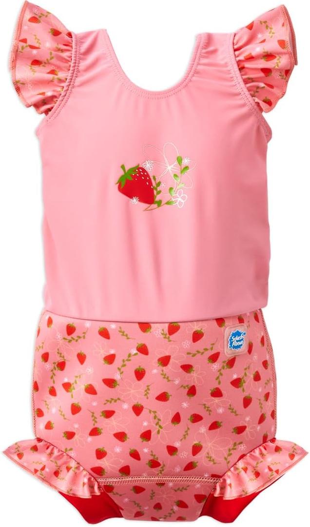 Splash About Happy Nappy Swimsuit with Frills (2-3 Year, Strawberry Field Frills)