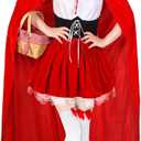 4 Pcs Women's Riding Hood Costume Halloween Party Dress with Red Hooded Cloak White High Socks Picnic Basket (XX-Large)