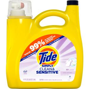 Tide Simply Clean & Sensitive Laundry Detergent, Cool Cotton Scent, 89 Loads, 117 Fl Oz, Tide Laundry Detergent, Laundry Soap