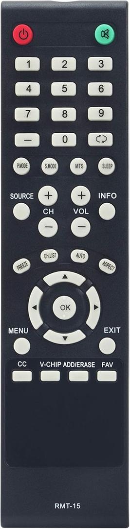RMT-15 Remote Replacement fit for Westinghouse TV EW24T7EW EW24T8FW CW37T6DW VR5535Z CW46T6DW CW46T6DW CW46T9FW CW26S3CW DW46F1Y1 VR-3730 VR-6025Z VR-5535Z VR-3226 VR-3235 LD-4070Z LD-4055 LD-4065