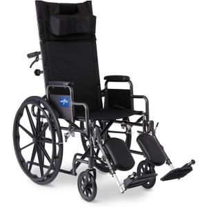 Medline Reclining Wheelchair, Desk-Length Arms and Elevating Leg Rests, 20" x 18" Seat (W x D)