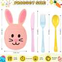2 x 160 Pcs Pastel Plastic Silverware Rabbit Party Supplies Plastic Disposable Dinnerware with 40 Rabbit Cutlery Bags 40 Spoons 40 Forks 40 Knives for Spring Celebrations Picnic Utensils