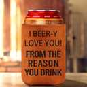 2 x Funny Fathers Day Anniversary Gifts for Him Boyfriend Husband, To My Man I Love You Gift for Him Birthday Present, Mens Stocking Stuffers White Elephant Gifts Valentines Day, 12Oz Leather Can Cooler