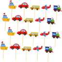 LIFKOME 20pcs Cartoon Car Cake Toppers for Boys and Girls Birthday Parties Fun Transportation Theme Cake Picks for and Desserts Safe for Food Use for Celebrations