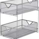 Mind Reader Accessory Organizer, Supply Storage, Makeup, Office, Kitchen, Metal Mesh, 8.25"L x 12.5"W x 12.5"H, Silver