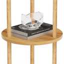 11.8'D Round Drink Table - 3-Tier Small Side Table with Wood Legs, End Table for Small Space, Balcony & Office | Space-Saving, Multi-Functional (Plants, Books, Drinks), Natural Wood