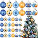 Syhood 36 Pcs 1.2'' Mini Blue Dog Christmas Ball Ornaments Christmas Plastic Shatterproof Glitter Ball Hanging Decorations for Xmas Tree Wreath Garland Home Indoor Party Decor