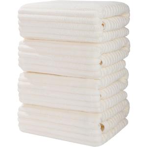 Luxury 4-Piece Quick-Dry Bath Towel Set 27.5X 55 Inches – Ultra Soft Microfiber for Bathroom, Bar, Pool, Gym & Travel – Elegant Twill Design