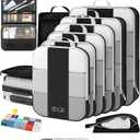 10 Set Compression Packing Cubes for Travel Essentials,Compressible Expandable Packing Cubes for Suitcase,OlarHike Luggage Organizer Bags for Travel,Handy Helper for Organizing Clothes(Black) M