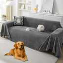 HAOMAIJIA Faux Fur Sofa Covers Couch Covers for 3 Cushion Couch Sofa Pet Friendly Soft Non Slip Couch Cover for Dogs Washable Sectional Couch Covers L Shape Furniture Protector (Grey, 91"x134")