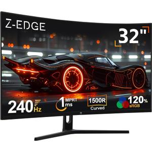 Z-Edge 32 inch Curved Gaming Monitor, FHD 1080P 240Hz Curved Monitor,1500R Computer Monitor, MPRT 1ms Monitor, FreeSync, Low Blue Light, UG32P 1X DP and 2X HDMI