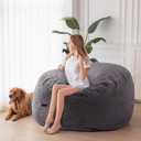 MAXYOYO Giant Bean Bag Chair Bed for Adults, Convertible Beanbag Folds from Lazy Chair to Floor Mattress Bed, Large Floor Sofa Couch, Big Sofa Bed, High-Density Foam Filling, Machine Washable, Full