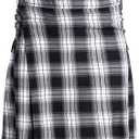 GRAJTCIN Scottish Tartan Kilt for Men Traditional Highland Utility Kilts (Black, XL)