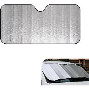 Car Front Windshield Sun Shade, 55" x 27" 5-layer Reflective Heat Insulation Window Shield, Sun Blocker & Privacy Protection Shade, Foldable Cover for Cars SUVs (Silver)