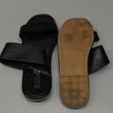 katliu Women's Flat Sandals Two Strap Slide Sandals Open Toe, 7.5, Black