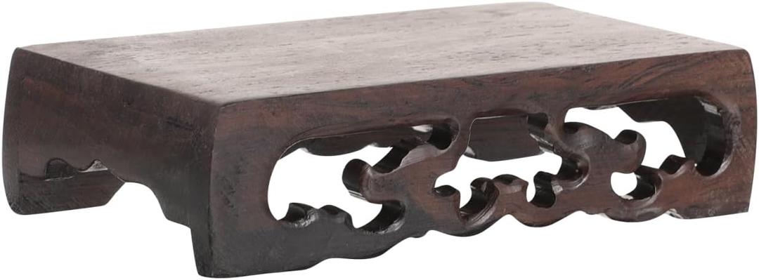 Amosfun Carved Wooden Display Stand 4.33 X 2.36 X 1.18 Inch Rectangular Plant Pedestal Vase Base for Bonsai Buddha Statue Home Decor