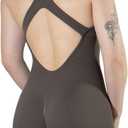 AUROLA Power Romper for Women Workout Yoga Gym Seamless One Piece Racerback Jumpsuit Tummy Control Padded Sports Bra (Small, Chestnut Brown)