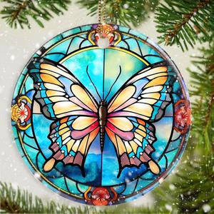 Butterfly Christmas Ornament - Ceramic Keepsake for Tree - Gifts for Butterfly Lovers