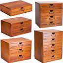 5-Piece Vintage Organization and Storage Set - Single Drawer, 2-Drawer, 3-Drawer, 4-Drawer & 5-Drawer Organizer Chests - Embroidery, Sewing, Arts and Craft Journaling - Stackable Modular Storage