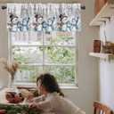 Winter Snowman Valances for Windows 42" W x 12" L Striped Hat Christmas Pine Tree Grey Snow Scene Rod Pocket Curtains Valance Short Window Treatment Drapes for Living Room, Bedroom Bathroom Decor