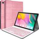 REAL-EAGLE Backlit Keyboard Case for Samsung Galaxy Tab A 10.1 Inch 2019(SM-T510/T515/T517), 7 Color Backlights Detachable Wireless Keyboard Case Cover for Samsung Galaxy Tab A 10.1 2019 (Pink)