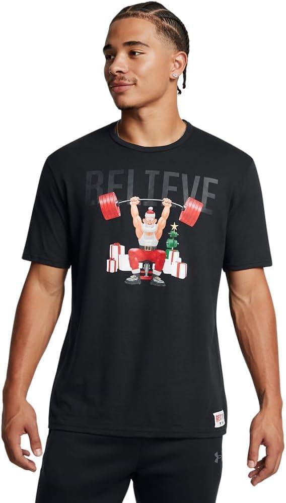 Under Armour Men's Project Rock Red One Believe Short Sleeve T Shirtdisc (Black, S)