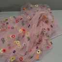 Artoid Mode Pink Embroidery Daisy Gauze Table Runner 120 Inch 10FT, Seasonal Sheer Kitchen Dining Holiday Wedding Birthday Table Decor for Home Party (28" x 120")