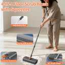 3 in 1 Floor Scrub Brush,Floor Scrubber with Squeegee and Tweezer, Push Broom with Long Handle,Heavy-Duty Stiff 90 Bristle Broom for Patio,Shower, Garage,Deck,Tile, Concrete & Wood Surface