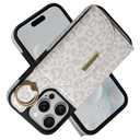 Keallce Wallet Case for iPhone 16 Pro Max 6.9'', Flip Case with Card Slots, Ring Holder Kickstand, PU Leather Protective Folio Cover for Women, Leopard